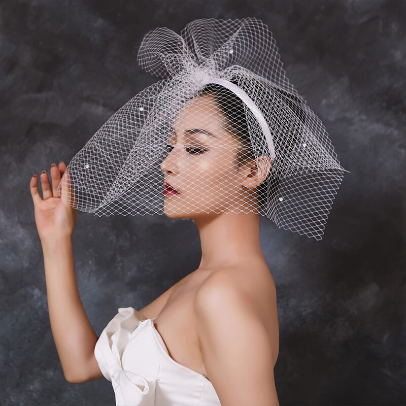 Retro Women Birdcage Veil Wedding Lace Crystal Luxury Bridal Mask Headwear  | eBay